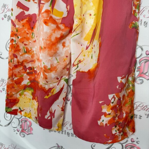 Natori pants floral painting 🖼️ style pink lightweight soft silky satiny sexy - Picture 6 of 8